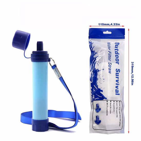 Cannuccia portatile per filtro dell'acqua di sopravvivenza di emergenza all'aperto per l'escursionismo